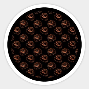 Black Round of Halloween Horror Pumpkin Heads Sticker